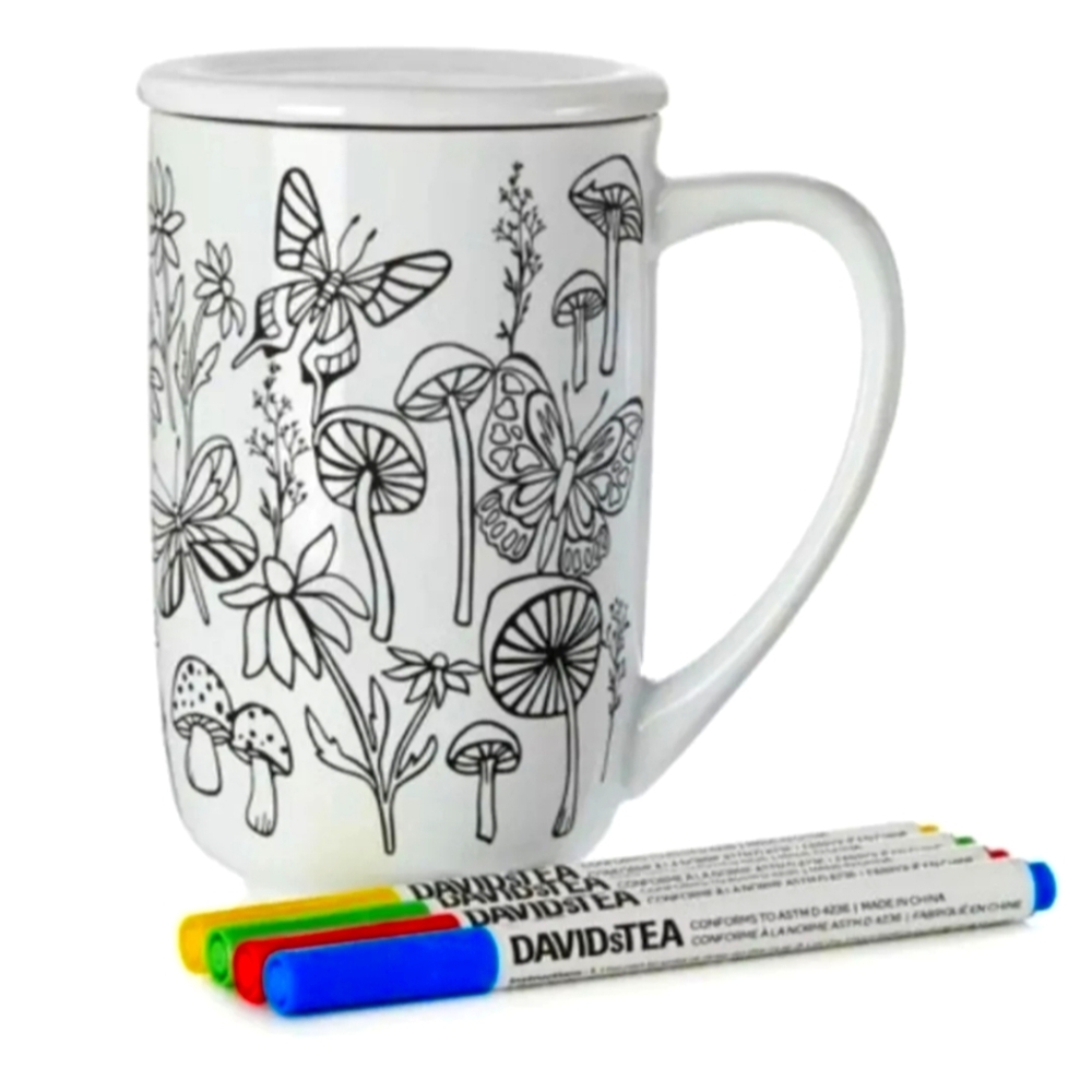 NIB Davids Tea COLOR ME FLORAL 2020 Nordic Mug Davidstea RETIRED